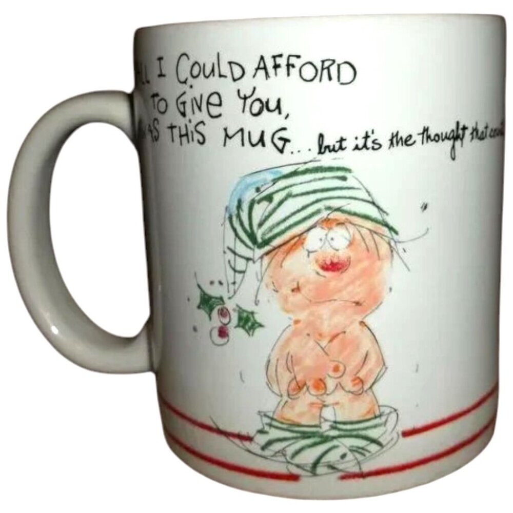Coffee Mug White Ceramic GEORGE GOOD Message Mugs 3-1/2 Inches Tall Japan T18